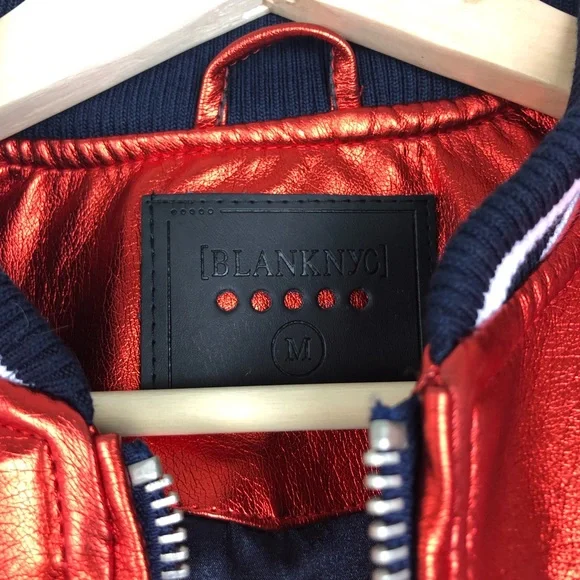 BLANK NYC Metallic Red Bomber Jacket - Picture 4 of 7
